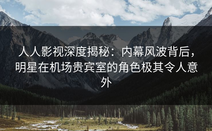 人人影视深度揭秘：内幕风波背后，明星在机场贵宾室的角色极其令人意外