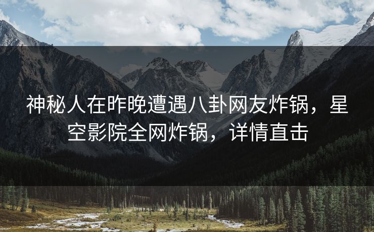 神秘人在昨晚遭遇八卦网友炸锅，星空影院全网炸锅，详情直击