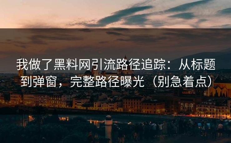 我做了黑料网引流路径追踪：从标题到弹窗，完整路径曝光（别急着点）